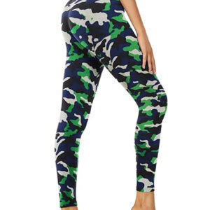 Leggings - Cropped High-waisted Print Blue-green Camouflage - Image 1