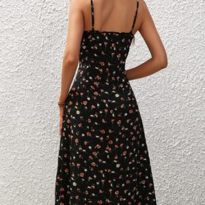 New Polka Dot Print Suspender Dress Summer Sexy Split Long Dresses For Womens Clothing - Image 3