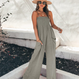 Women's Solid Color Sling Loose Casual Bodysuit - Image 6