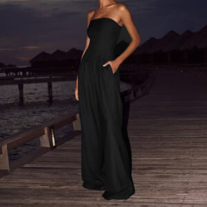 Loose Tube-top Jumpsuit Ins Fashion Backless Wide Leg Long Pants Overalls Women's Clothing - Image 3