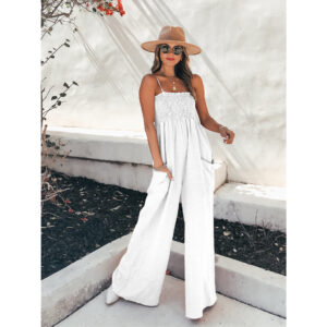 Women's Solid Color Sling Loose Casual Bodysuit - Image 5