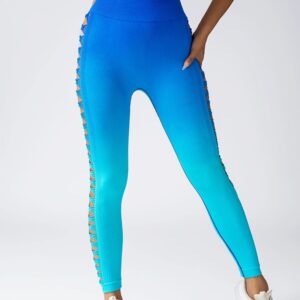 Women's High-Waisted Gradient Yoga Pants, Cutout Leggings, Booty Lifting, Athletic Long Tights For Fitness Workout, Breathable Sportswear - Image 1