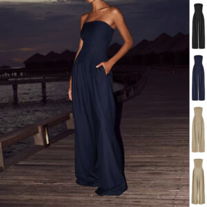 Loose Tube-top Jumpsuit Ins Fashion Backless Wide Leg Long Pants Overalls Women's Clothing - Image 1