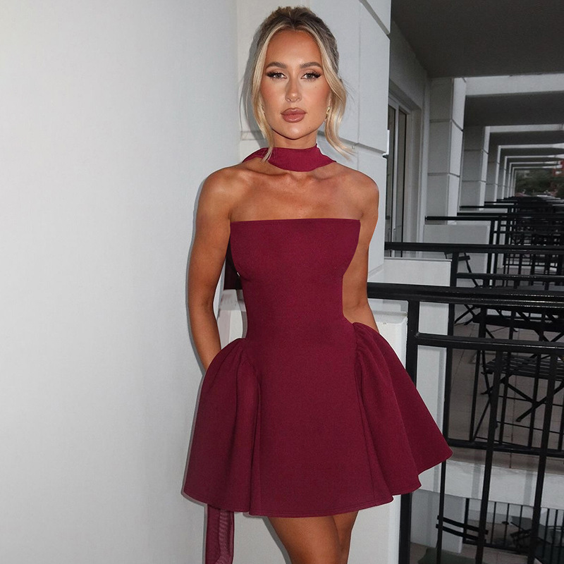 Sexy Tube Top Dress With Back Zipper Design Ins Fashion Short Dress For Party Clothing Women - Image 4