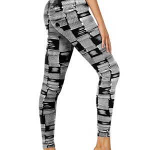 Leggings - Cropped High-waisted Printed Black And White Barcode - Image 1