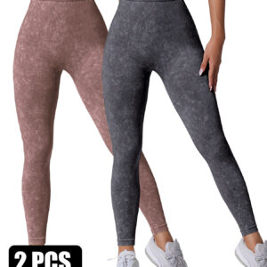 2PACK Sand-washed Seamless Yoga Pants - Image 4