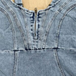 New U-neck Suspender Denim Dress Summer Casual Tight Slim Fit Dresses With Slit Design Womens Clothing - Image 8