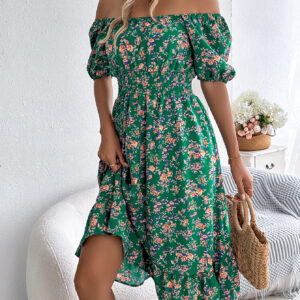 Floral Print Square Collar Dress Summer Fashion Ruffles Dresses Women's Clothing - Image 7