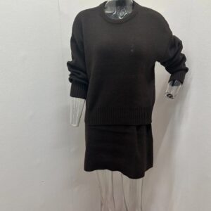 Sweater Skirt Sets For Women 2 Pieces Knit Casual Versatile Long Sleeve Pullover Elegant Solid High Waist Mini Skirt Outfit - Image 9