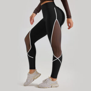 Women's Color Matching Mesh European And American High Waist Yoga Pants - Image 2