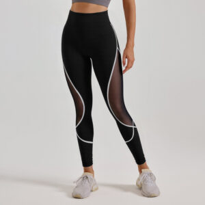 Women's Color Matching Mesh European And American High Waist Yoga Pants - Image 5