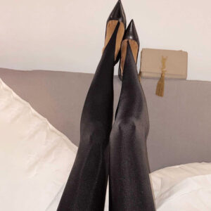 Women's High Waist Black Stretch Leggings - Image 4