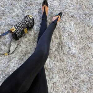 Women's High Waist Black Stretch Leggings - Image 2