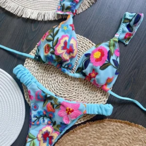 RUOTONSEPT 2024 New Sexy Handmade Embroidery Bikini Set Women's Swimsuit Triangle Swimwear Bathing Suit Brazilian Biquinis