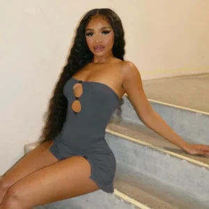 CUTENOVA Y2K Sexy Mini Dress Women Summer Hottie Hollow Out Strapless Solid Color Pullover Dresses Streetwear 2024 Women Clothes - Image 8