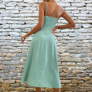 V-neck Slit Sling Dress Summer Fashion Sexy Slim Suspender Dresses For Women Clothing - Image 2