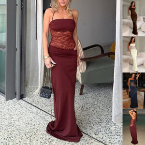Y2K Lace Suspender Dress Fashion Sexy Lace Long Dresses Party Evening Club Beach Clothing For Women - Image 1
