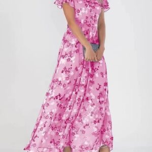 Flowers Print Short Sleeve Dress Summer Fashion Ruffle Beach Dresses Women's Clothing - Image 3
