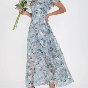 Flowers Print Short Sleeve Dress Summer Fashion Ruffle Beach Dresses Women's Clothing - Image 8