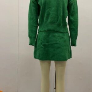 Sweater Skirt Sets For Women 2 Pieces Knit Casual Versatile Long Sleeve Pullover Elegant Solid High Waist Mini Skirt Outfit - Image 8