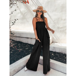 Women's Solid Color Sling Loose Casual Bodysuit - Image 3