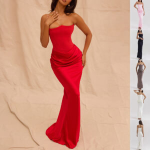 Slim Tube Top Long Dress Sexy Fashion Bandeau Backless Party Evening Dresses For Women Clothing - Image 1