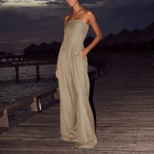 Loose Tube-top Jumpsuit Ins Fashion Backless Wide Leg Long Pants Overalls Women's Clothing - Image 2
