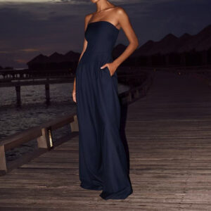 Loose Tube-top Jumpsuit Ins Fashion Backless Wide Leg Long Pants Overalls Women's Clothing - Image 5