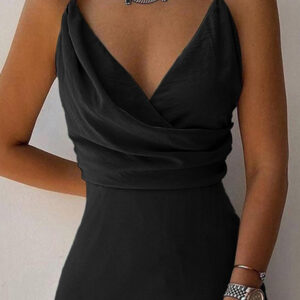 V-neck Slit Sling Dress Summer Fashion Sexy Slim Suspender Dresses For Women Clothing - Image 6