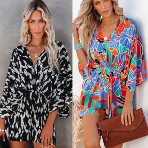 Ladies Fashion V-Neck Doll Sleeve Bodysuit - Image 1
