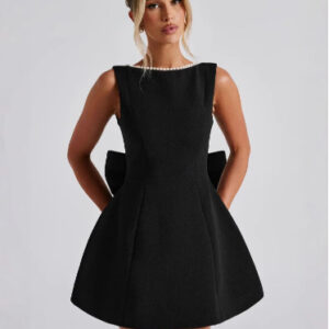 Fashion Big-Bowed Pearls Backless Dress Summer Slim Sleeveless A-line Dresses For Party Evening Women's Clothing - Image 10