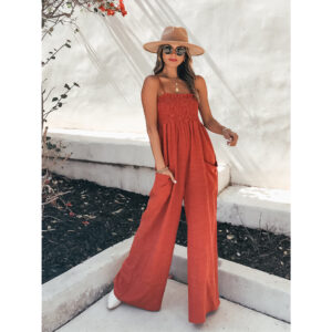 Women's Solid Color Sling Loose Casual Bodysuit - Image 4