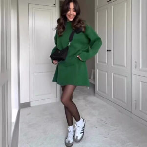 Sweater Skirt Sets For Women 2 Pieces Knit Casual Versatile Long Sleeve Pullover Elegant Solid High Waist Mini Skirt Outfit - Image 2