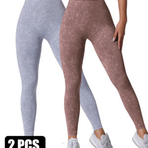 2PACK Sand-washed Seamless Yoga Pants - Image 2