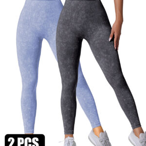 2PACK Sand-washed Seamless Yoga Pants - Image 1
