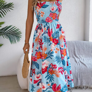 Flowers Print Suspender Corset Dress Ins Fashion Holiday Beach Long Dresses Summer Clothing For Women - Image 5