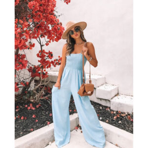 Women's Solid Color Sling Loose Casual Bodysuit - Image 2