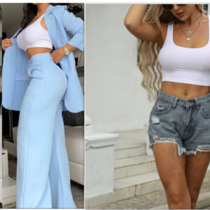 Pure Color Split Sleeve Lapel Suit Straight-leg Pants Suit Women - Image 3