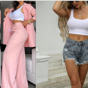 Pure Color Split Sleeve Lapel Suit Straight-leg Pants Suit Women - Image 10