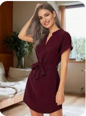V-neck Short Sleeve Dress With Belt Summer Fashion Bowknot Dresses For Women Clothing - Image 6