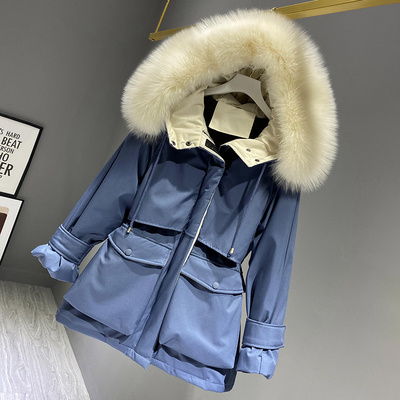 Fashion Hooded Faux Fur Collar Women's Clothing Big Pocket Down Jacket Female Winter Coat Woman - Image 4