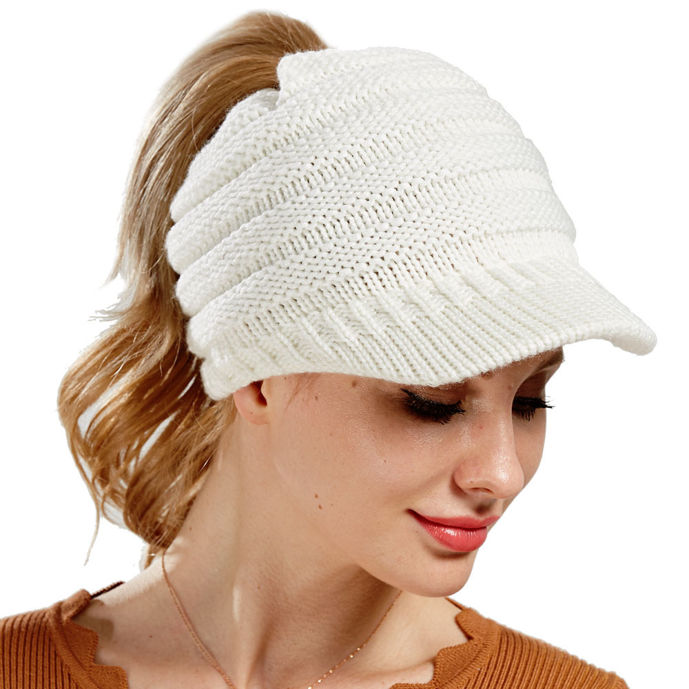 Women Ponytail Beanies Autumn Winter Hats Female Soft Knitting Caps Warm Ladies Skullies - Image 4