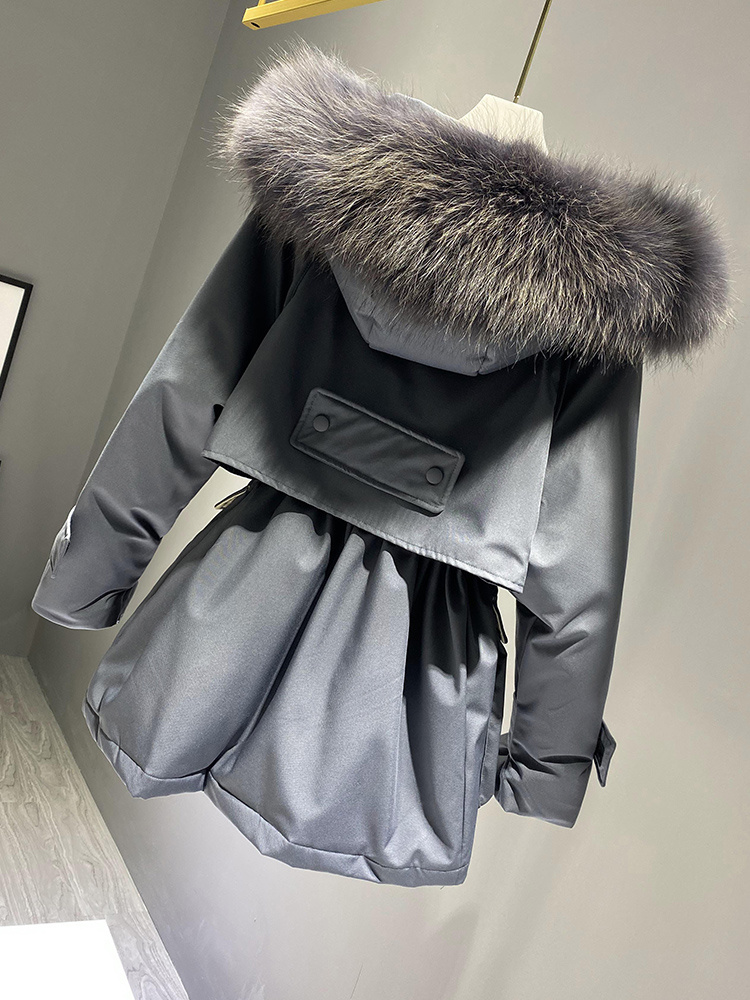 Fashion Hooded Faux Fur Collar Women's Clothing Big Pocket Down Jacket Female Winter Coat Woman - Image 2