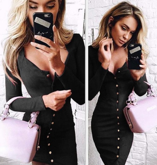 Spring Women Bodycon Slim Long Sleeve Party Cocktail Pencil Mini Dress Sexy Sheath Women Dresses - Image 2