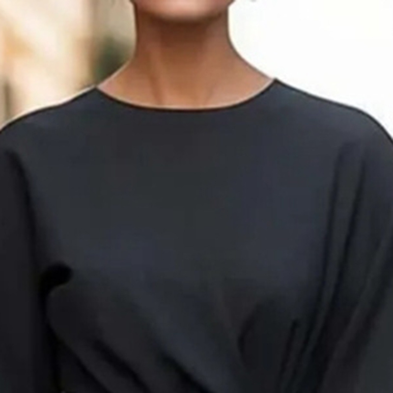 Plus Size Women's Elegant Solid Color Round Neck Mid-Sleeve Maxi Dress Waist-Defining Pleated Design For Office, Party, Wedding Guest - Image 7