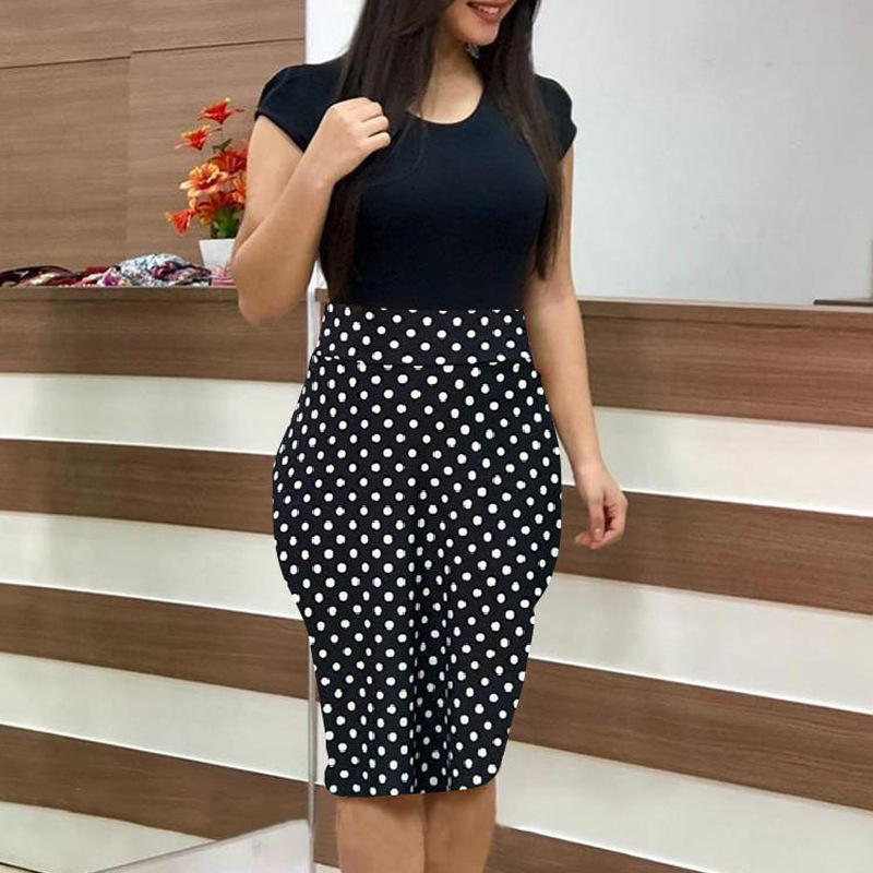 Printed Office Midi Pencil Dress Large Women Dress - Image 3