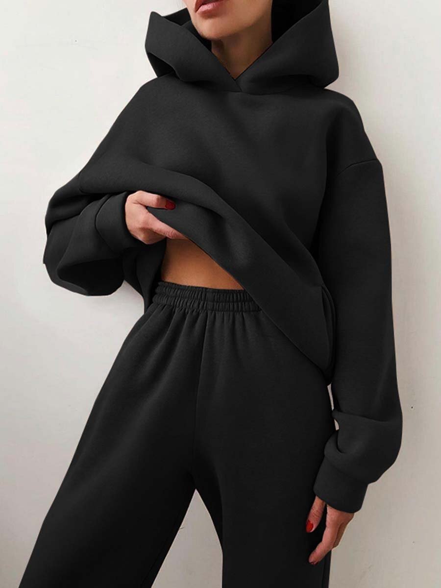 Women's Casual Hooded Sweater Two-piece Suit Clothes Hoodie Tracksuit - Image 5