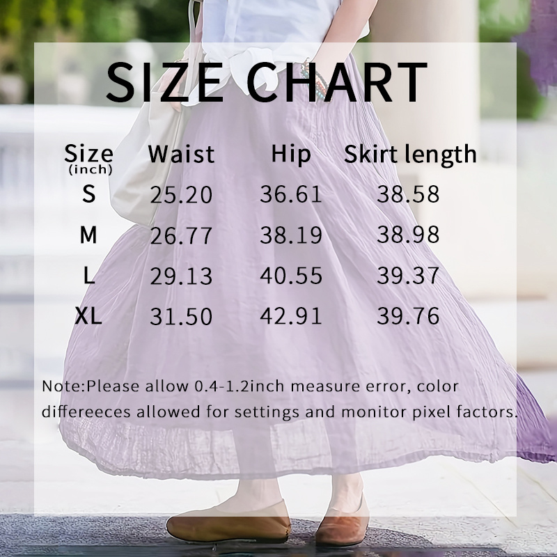 Women Bohemian Beach A-Line Dress Elastic Waist Flowy Long Maxi Skirt With Pockets - Image 6