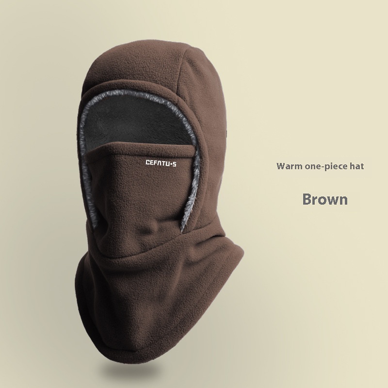 Winter Fleece Hooded Scarf Windproof Cold-proof Warm Face Mask Outdoor Thermal Head Cover Hat - Image 8