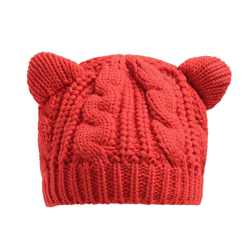 Hand Made 3D Cute Knitted Cat Ear Beanie For Winter - Image 9